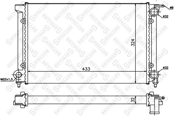 Radiateur, refroidissement du moteur STELLOX 10-25004-SX