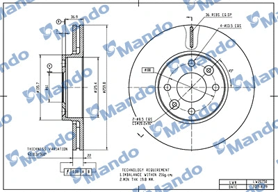 Disque de frein MANDO MBC035454