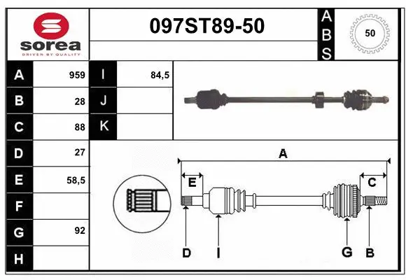 Arbre de transmission STARTCAR 097ST89-50