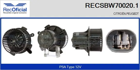 Pulseur d'air habitacle RECOFICIAL RECSBW70020.1