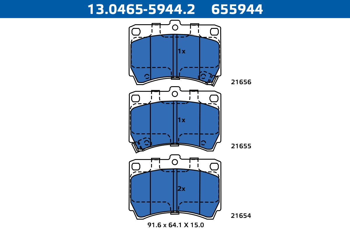 Kit de plaquettes de frein, frein à disque ATE-APAC 13.0465-5944.2