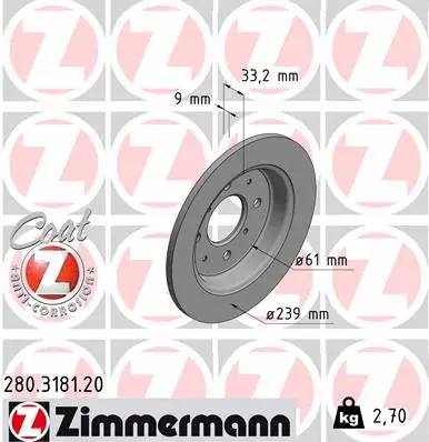 Disque de frein ZIMMERMANN 280.3181.20