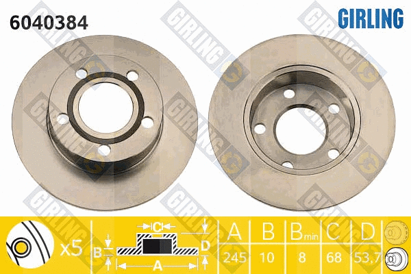 Disque de frein GIRLING 6040384