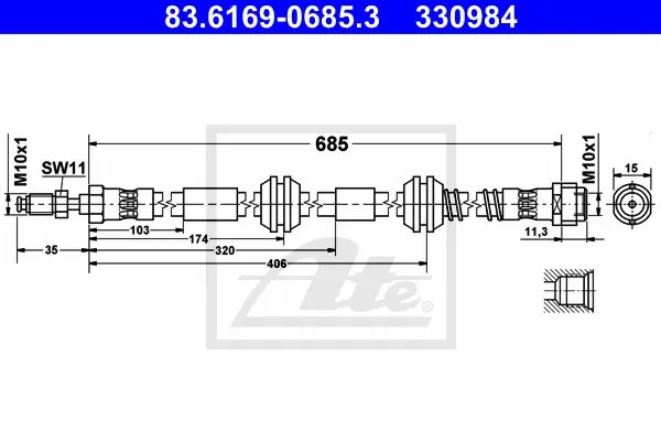 Flexible de frein ATE-APAC 83.6169-0685.3