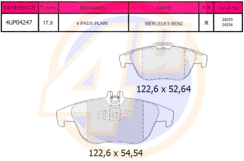 Kit de plaquettes de frein, frein à disque 4u 4UP04247