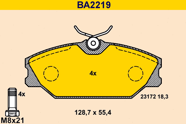 Kit de plaquettes de frein, frein à disque BARUM BA2219