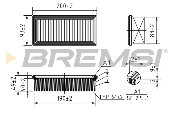 Filtre à air BREMSI FA1594