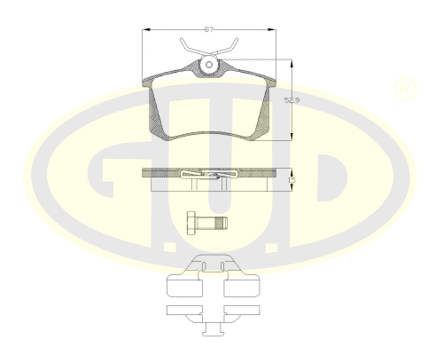 Kit de plaquettes de frein, frein à disque G.U.D. GBP880100