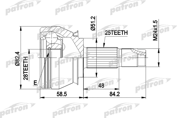 Jeu de joints, arbre de transmission PATRON PCV1244