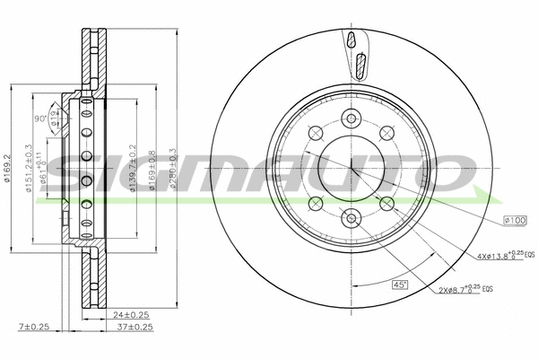 Disque de frein SIGMAUTO DBC350V