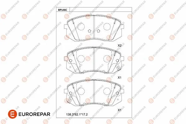 Kit de plaquettes de frein, frein à disque EUROREPAR 1681283480