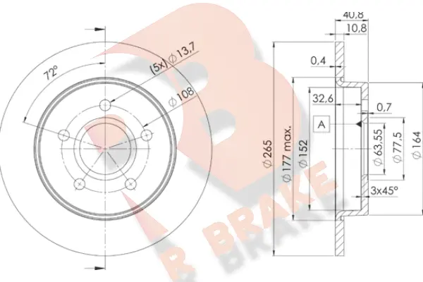 Disque de frein R BRAKE 78RBD23965