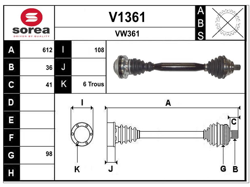 Arbre de transmission SNRA V1361