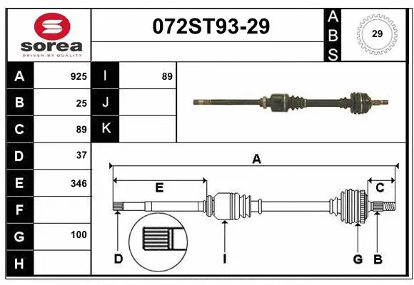 Arbre de transmission STARTCAR 072ST93-29