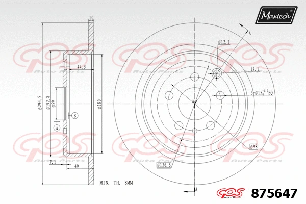 Disque de frein MAXTECH 875647