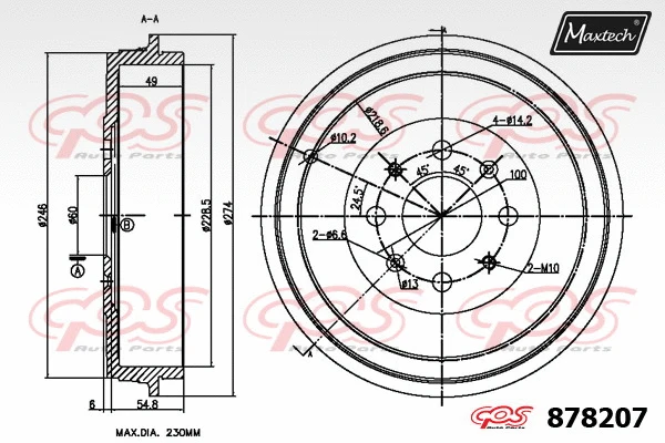 Tambour de frein MAXTECH 878207