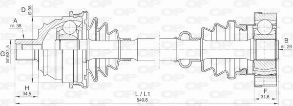 Arbre de transmission OPEN PARTS DRS6424.00
