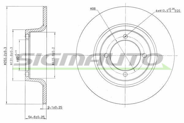 Disque de frein SIGMAUTO DBA274S
