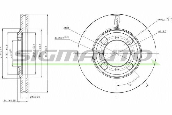 Disque de frein SIGMAUTO DBA691V