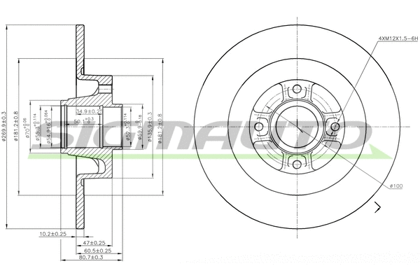 Disque de frein SIGMAUTO DBB443S