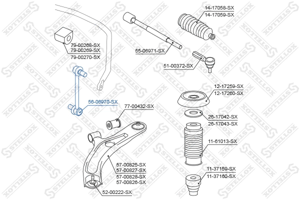 Entretoise/tige, stabilisateur STELLOX 56-06970-SX