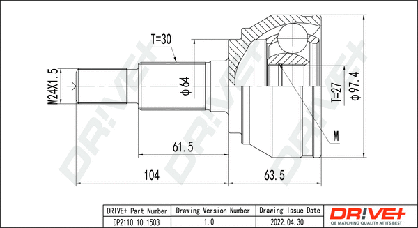 Jeu de joints, arbre de transmission Dr!ve+ DP2110.10.1503
