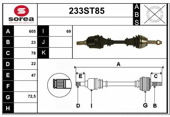 Arbre de transmission STARTCAR 233ST85