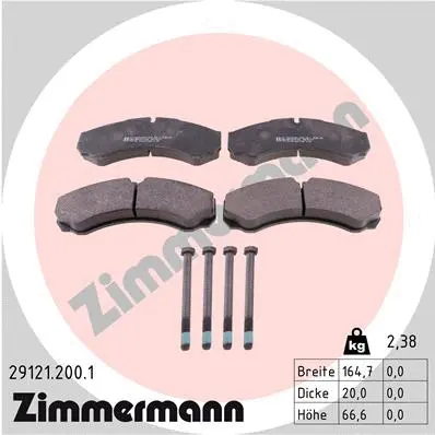 Kit de plaquettes de frein, frein à disque ZIMMERMANN 29121.200.1