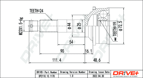 Jeu de joints, arbre de transmission Dr!ve+ DP2110.10.1170