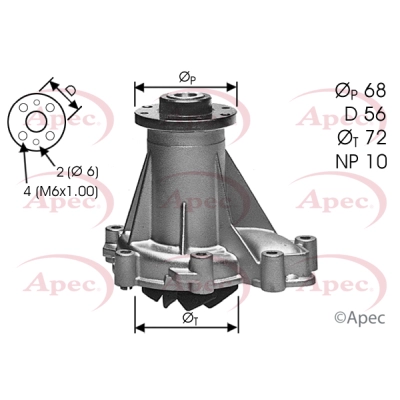 Pompe à eau, refroidissement du moteur APEC AWP1357