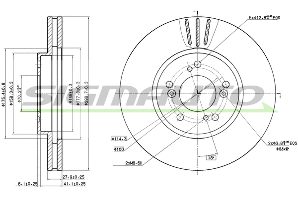 Disque de frein SIGMAUTO DBC175V