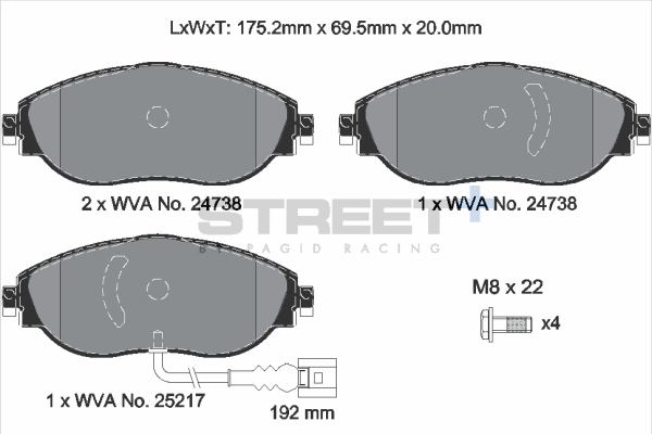Kit de plaquettes de frein, frein à disque PAGID Racing T8192SP2001