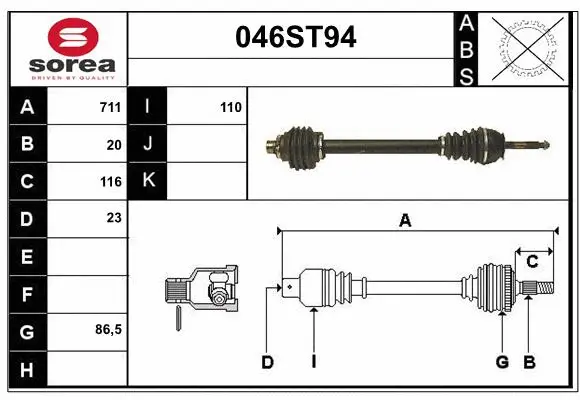 Arbre de transmission STARTCAR 046ST94