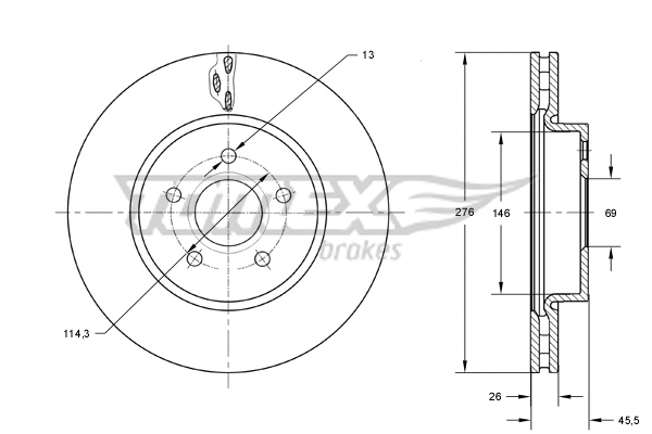 Disque de frein TOMEX Brakes TX 73-85