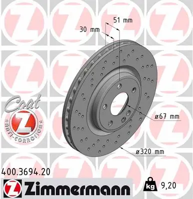 Disque de frein ZIMMERMANN 400.3694.20