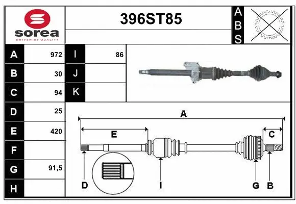 Arbre de transmission STARTCAR 396ST85