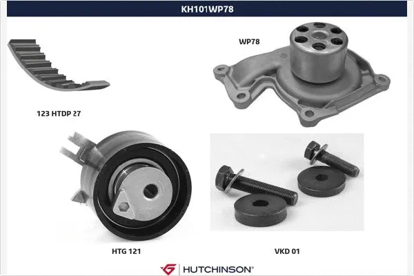 Pompe à eau + kit de courroie crantée HUTCHINSON KH 101WP78