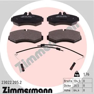 Kit de plaquettes de frein, frein à disque ZIMMERMANN 23022.205.2