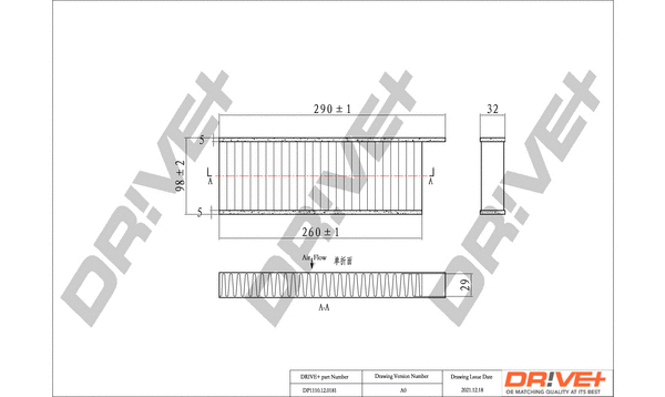 Filtre, air de l'habitacle Dr!ve+ DP1110.12.0181
