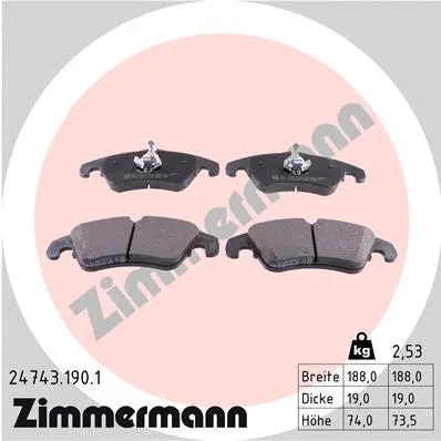 Kit de plaquettes de frein, frein à disque ZIMMERMANN 24743.190.1