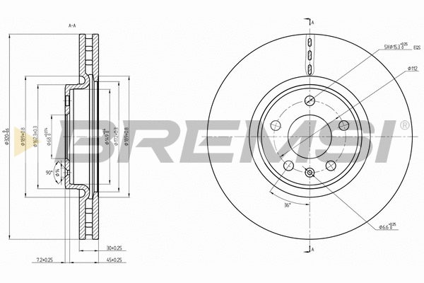 Disque de frein BREMSI CD8761V