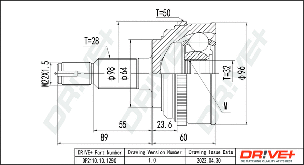 Jeu de joints, arbre de transmission Dr!ve+ DP2110.10.1250