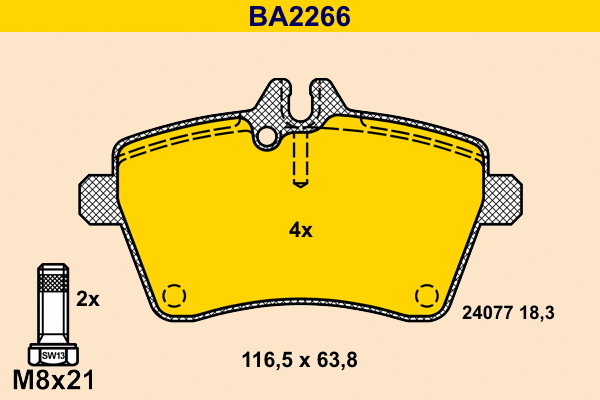 Kit de plaquettes de frein, frein à disque BARUM BA2266