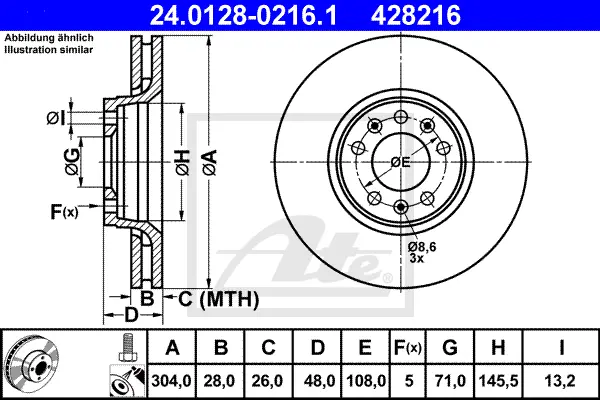 Disque de frein ATE-APAC 24.0128-0216.1