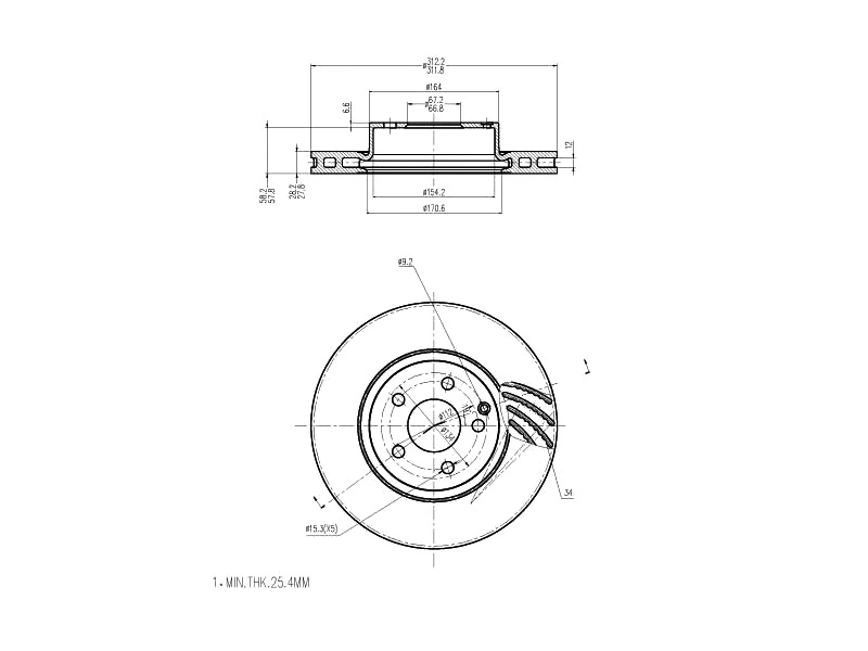 Disque de frein A.Z. Meisterteile AZMT-44-024-1160