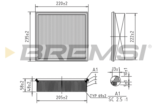 Filtre à air BREMSI FA0123
