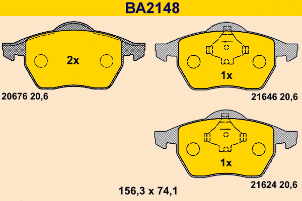Kit de plaquettes de frein, frein à disque BARUM BA2148