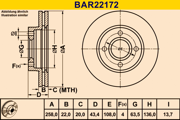 Disque de frein BARUM BAR22172