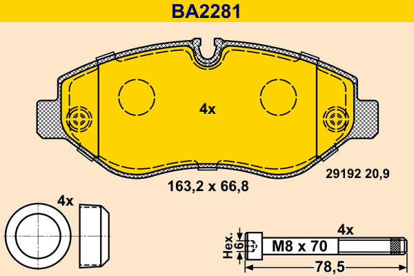 Kit de plaquettes de frein, frein à disque BARUM BA2281