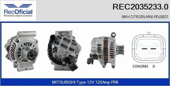Alternateur RECOFICIAL REC2035233.0
